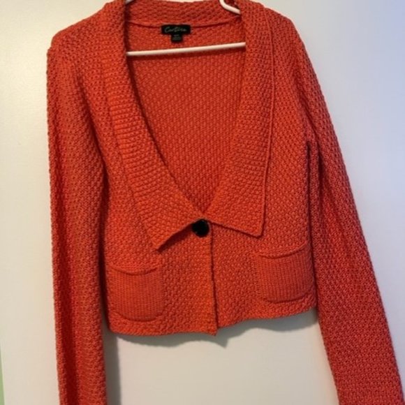 KNIT CARTISE CARDIGAN SWEATER IN CORAL - Picture 2 of 3